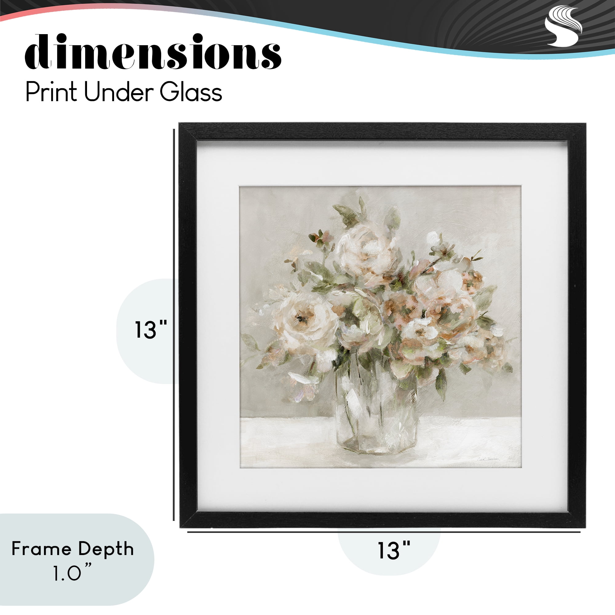 Stupell Industries Soft Neutral Floral Still Life Black Framed Print Under Glass, design by Carol Robinson