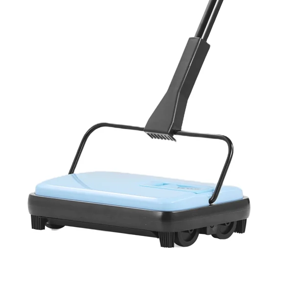 Manual Carpet Sweeper, Cordless & Quiet Floor Cleaner with 180° Rotating Head