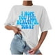 thumbnail image 1 of Mujeres Casual Over Size Carta Impresión Cuello Redondo Manga Corta Suelta Top Pullover Blusa Camisetas Fridja bn5334, 1 of 9