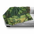 thumbnail image 3 of Jungle Leaves Soft Flannel Fleece Throw Blanket, Cartoon Illustration of Forest Glade Exotic Landscape Outdoor Scenery, Cozy Plush for Indoor and Outdoor Use, 50" x 70", Multicolor, by Ambesonne, 3 of 6