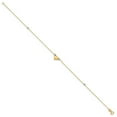 thumbnail image 2 of Real 14kt Two-Tone Polished Puffed Heart with Beads 10in Anklet; 10 inch; for Adults and Teens; for Women and Men, 2 of 4