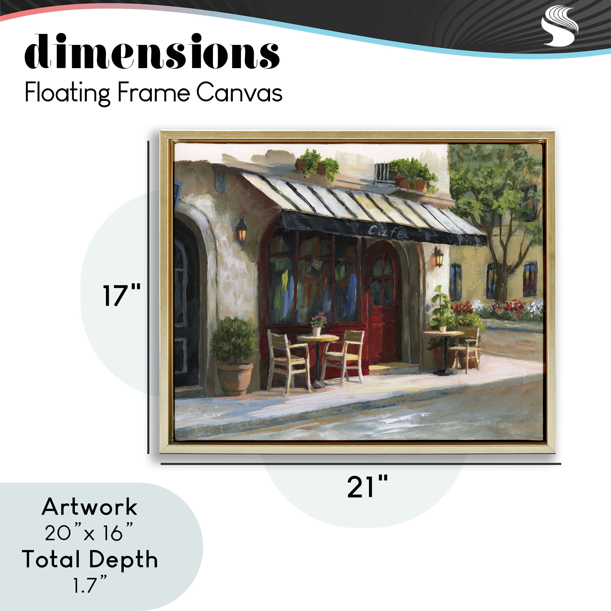 Stupell Industries Charming Sidewalk Cafe Tables Gold Framed Floater Canvas Wall Art, design by Nan