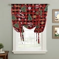 thumbnail image 2 of Christmas Tie Up Curtains for Windows, Balloon Window Shades, Pine Tree Gold White Snowflake Red Black Plaid Kitchen Window Treatments Roll Up Curtain for Basement/Nursery 52"x45", 2 of 8