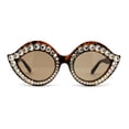 thumbnail image 1 of Heavy Oversize Rhinestone Leaf Shape Mod Sparkling Sunglasses Tortoise Clear Brown, 1 of 4
