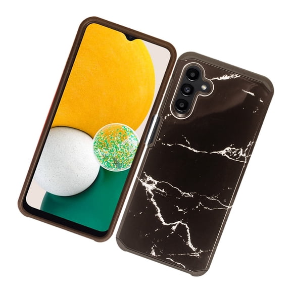 Case for Samsung Galaxy A13 5G Stylish Design Marble Armor Dual Layer 2in1 Rubberized Hard Shockproof TPU Hybrid Cover for Galaxy A13 5G by Xcell - Marble Black