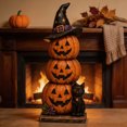 thumbnail image 4 of ShaoXinWan Halloween Ghost Pumpkin House Wooden Tabletop Ornament, 2D Spliceable Decor Sign, Festive Accent for Dining Table Cabinet Bookshelf Decor, 4 of 5