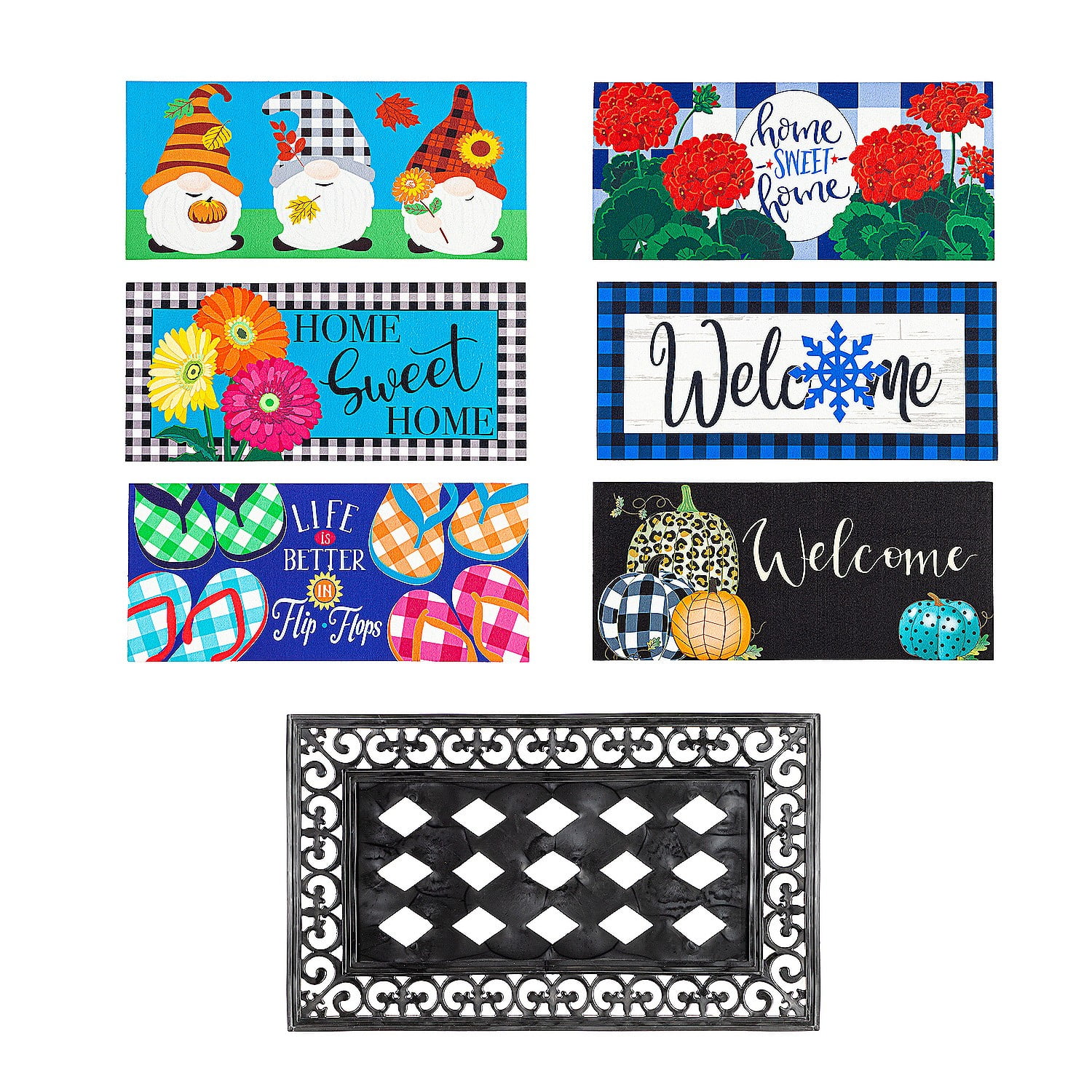 Evergreen 4Season Sassafras Mats, Set of 6, Home Sweet Home