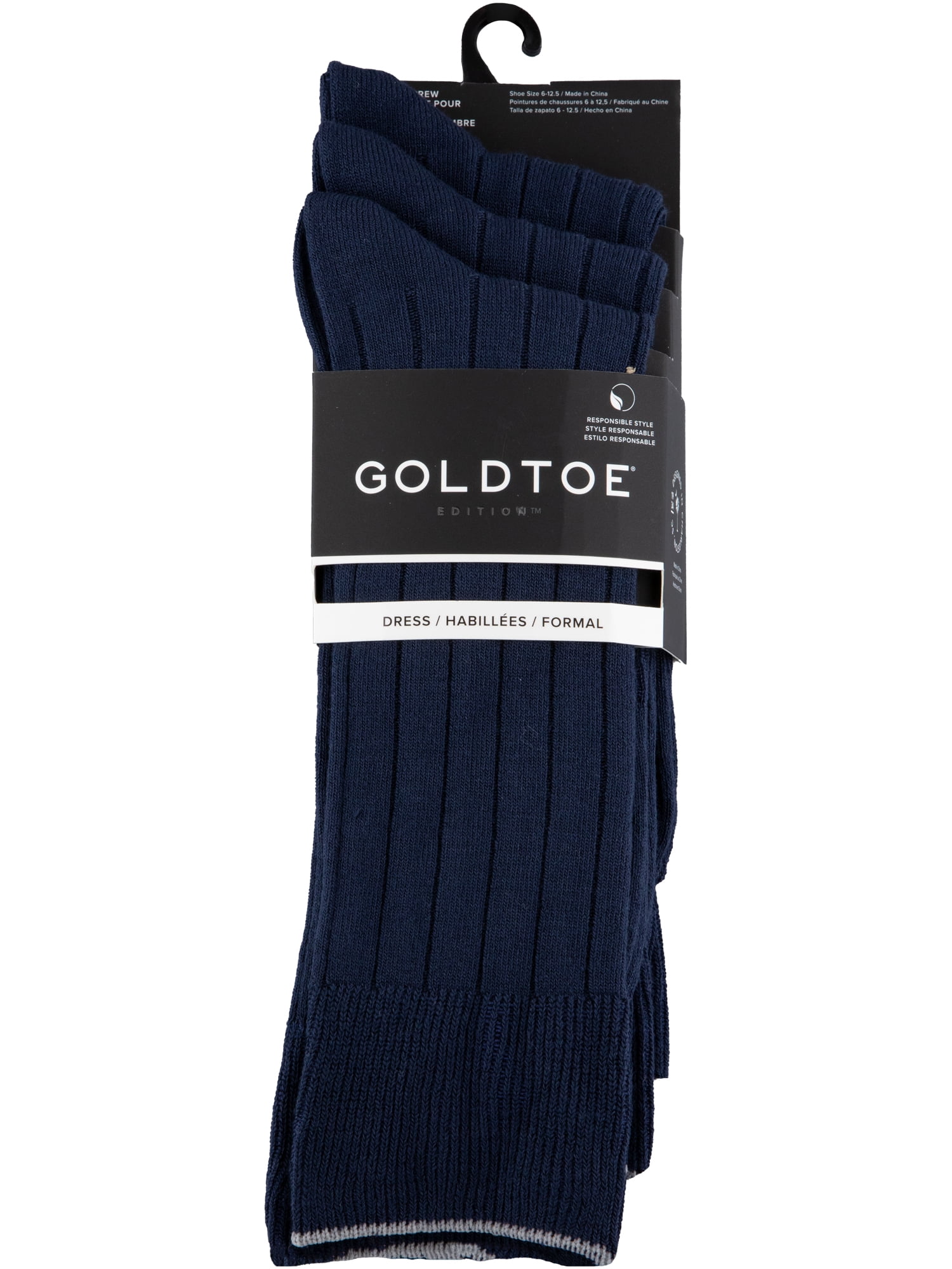 Goldtoe Edition Mens Dress Rib Crew Socks, 3-Pack, Men's, Size: Shoe 6-12.5, Blue