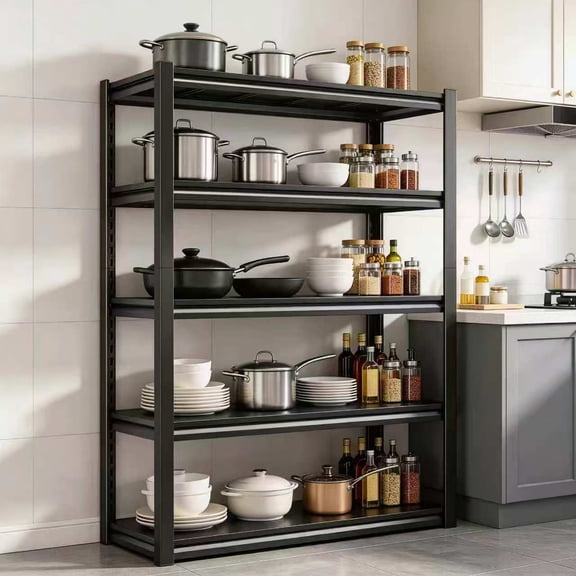 72''H Metal Garage Shelving Unit, 5-Tier Storage Shelves, 3000 lbs Adjustable Shelf, Upgraded Reinforced Double-Layer Columns for Basement Kitchen Laundry Pantry 36''W*14''D