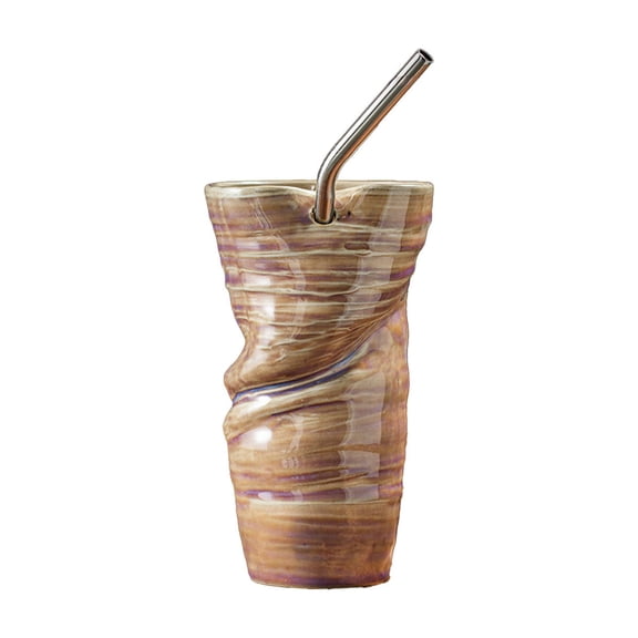 YJYGSQ Unique Mug Shaped Ceramic Coffee Cup with Straw - Ergonomic Design for Home, Office, and Travel