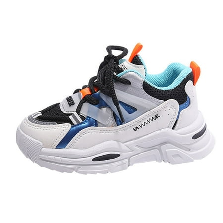 

Fashion Spring And Summer Children Sports Shoes Boys And Girls Round Toe Thick Soles Lightweight Mesh Breathable Comfortable Lace Up Colorblock Casual Style Small Girl Shoes