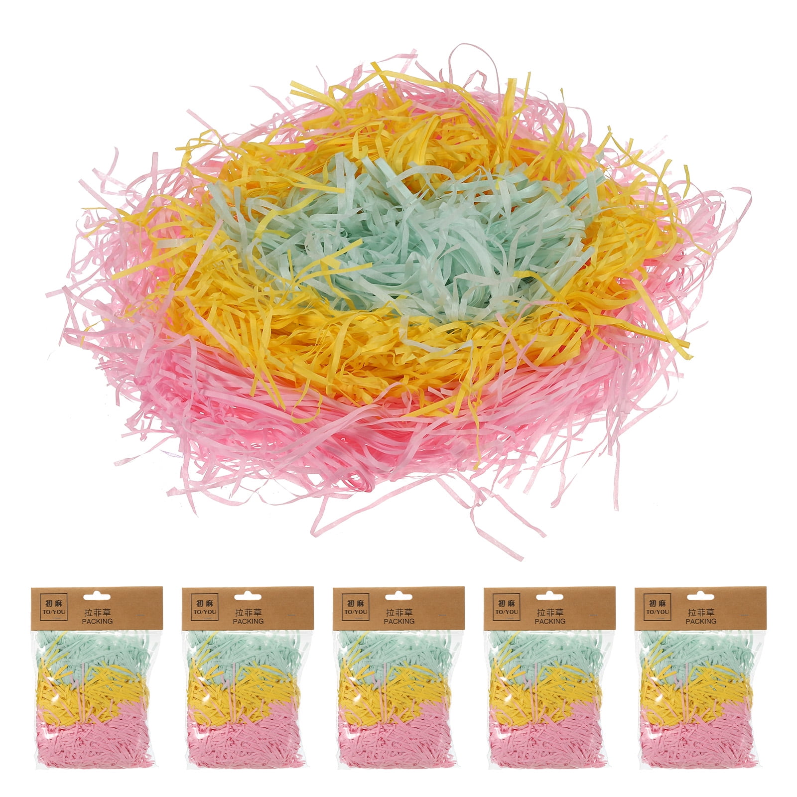 Uxcell Easter Grass Basket Filler Grass 3 Color (Green,Yellow,Pink