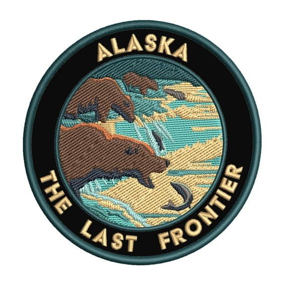 Alaska, The Last Frontier 3.5 Inch Iron Or Sew On Embroidered Fabric Badge Patch Seek Adventure, National Park Iconic Series