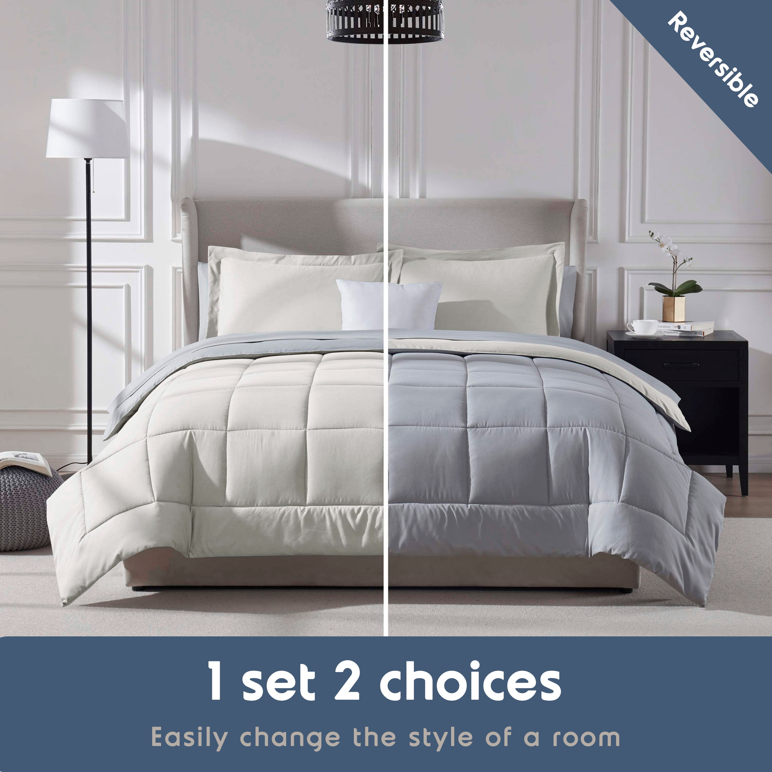 LammaLoe Twin Comforter Set With Sheets, Reversible Bed In A Bag 7 Piece, Bedding Set