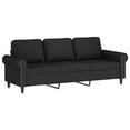 thumbnail image 3 of vidaXL 3 Piece Sofa Set with Cushions Black Velvet, 3 of 5