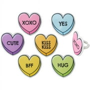 Candy Hearts Valentine Birthday Cupcake Rings, 12ct