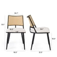 thumbnail image 3 of MAYEERTY White Dining Chairs Set of 2, Rattan Backrest, Metal Frame, Boucle Upholstery for Living Room, 3 of 7
