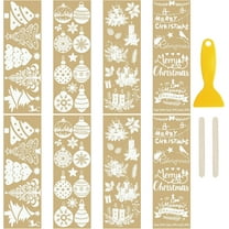 8 PCS Gold Stamping Christmas Rub On Transfer Sticker, Tree Decoration Patterns Decal for Party Present Packaging DIY Scrapbooking Windows Albums Furniture,10 * 30cm