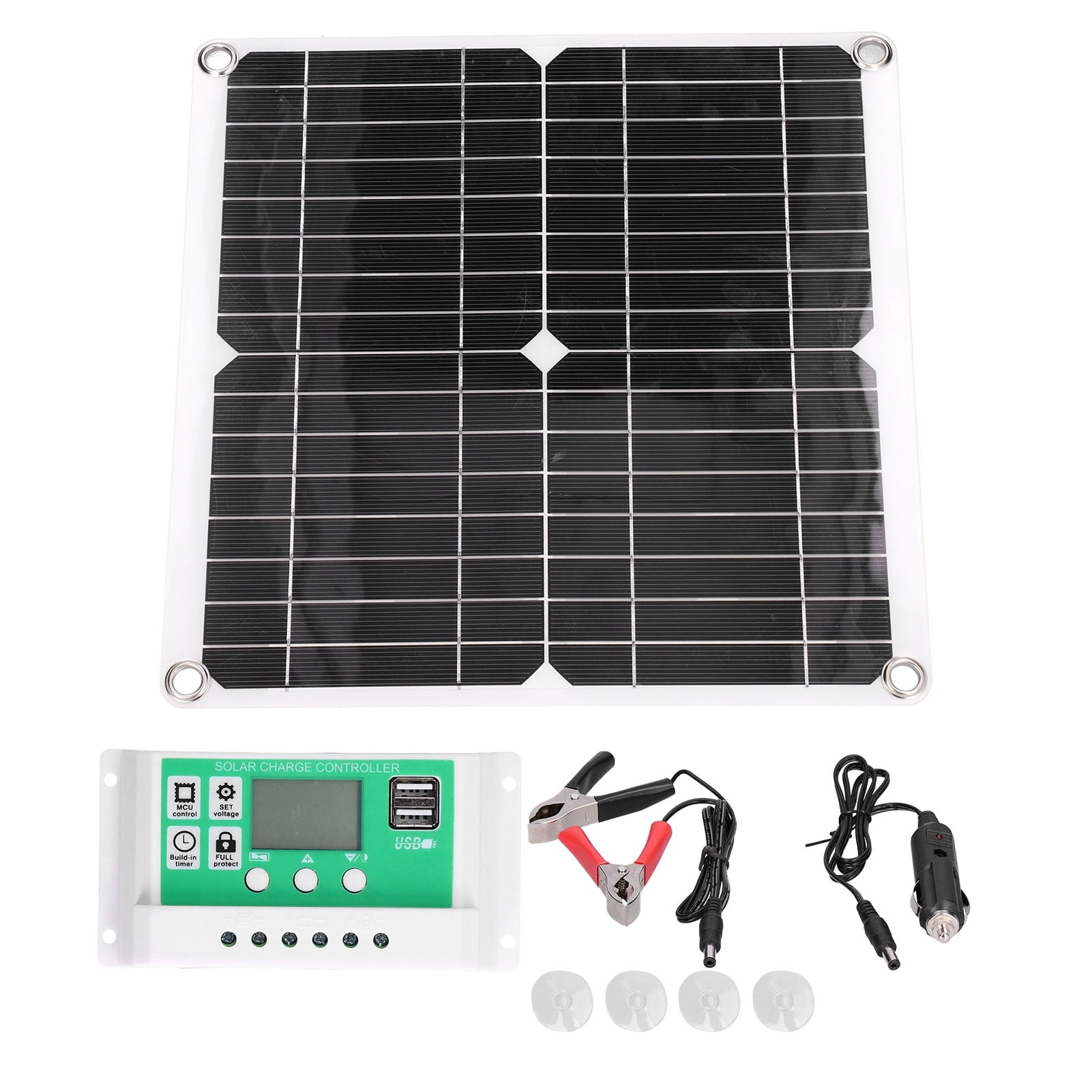 Rupoun 40W 18V Monocrystalline Silicon Flexible Solar Panel Kit with 30A Controller, Waterproof Photovoltaic Module for RV Marine Boat Car Camping Charging (11.02x11.02 inches / 28x28 cm)