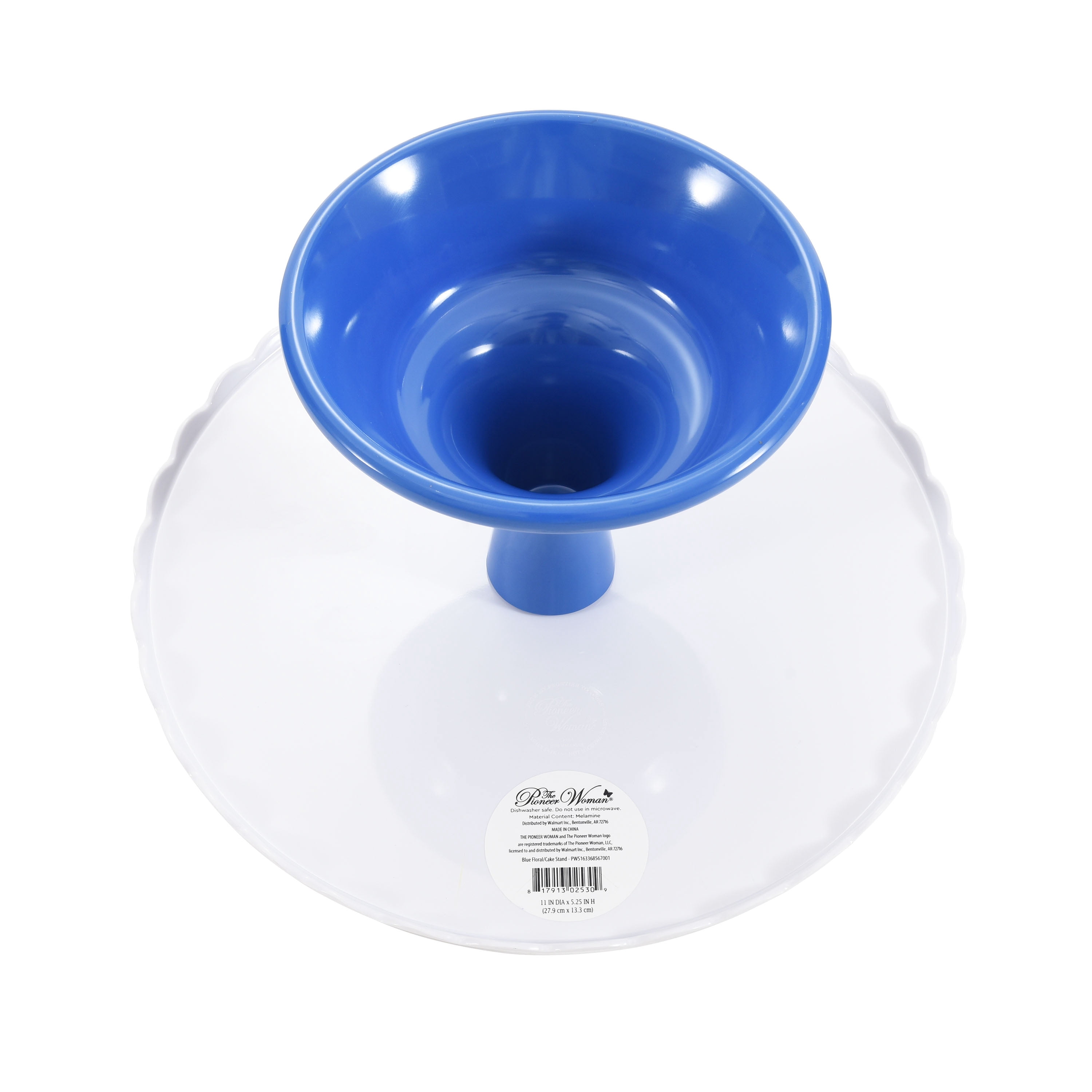 The Pioneer Woman Blue Floral Scalloped Cake Stand