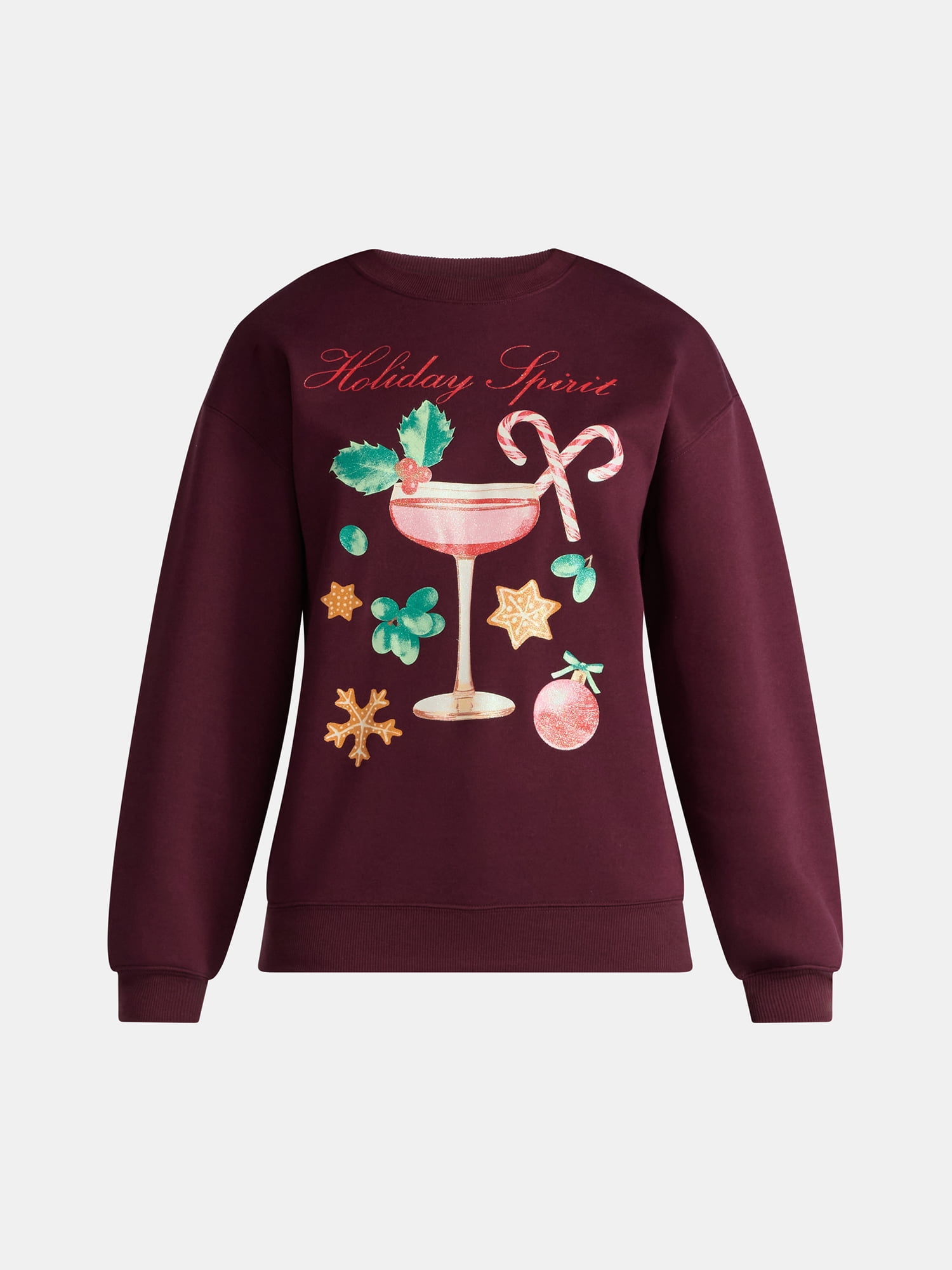 Christmas Women's Holiday Spirit Graphic Sweatshirt with Long Sleeves, Sizes XXS-XXL