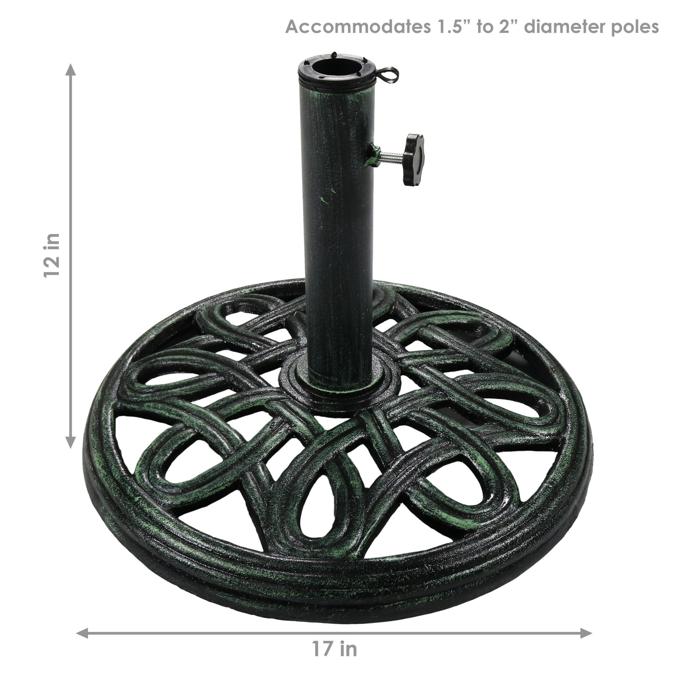 Sunnydaze 24 lb Green Round Cast Iron Market Umbrella Base