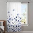 thumbnail image 4 of Purple Floral Butterfly Sheer Curtains 45 Inches Long, Spring Rustic Botanical Flowers Light Filering Curtains, Breathable Simi Curtain Privacy Drapes for Kitchen Bathroom Small Window Treatment, 4 of 9