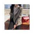 thumbnail image 6 of Women Retro Spring Autumn Plaid Jackets Lapel Casual Long Sleeves Slim Warm Coat British Wind Blazer, 6 of 8