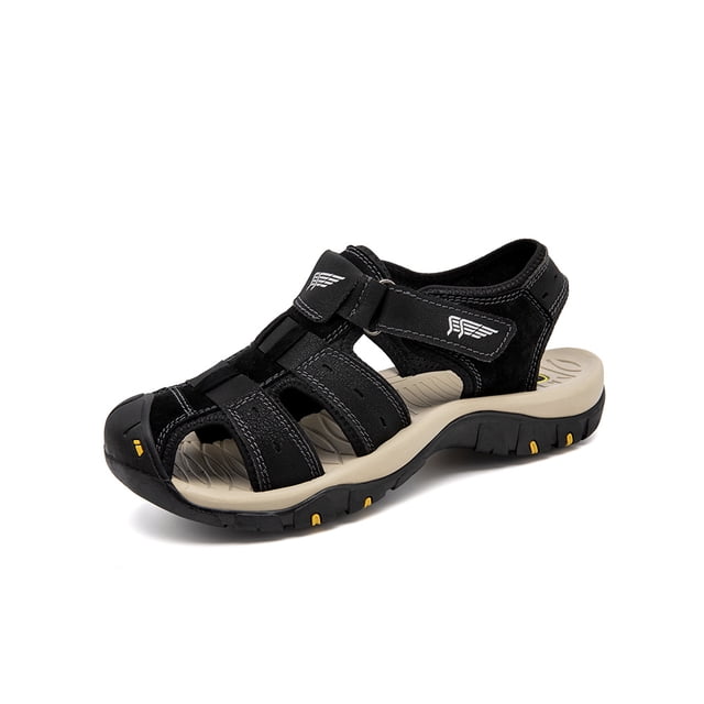 Sandales Décontractées pour Hommes, Extérieur, Bout Fermé, Randonnée, Légères, Confortables, Chaussures de Pêcheur, Noir, 12 US