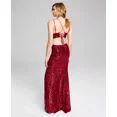 thumbnail image 2 of Jump Apparel Womens Two-Piece Sequin Gown, Maroon, 3, 2 of 3