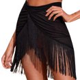thumbnail image 3 of Falda Sexy transparente para mujer, ropa de playa, falda con borlas y cordones, faldas con flecos irregulares de Color sólido, traje de baño 2022, 3 of 4