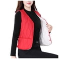 thumbnail image 4 of uublik Women's Warm Vest Button Up Casual Thermal Jackets Lightweight Trendy Outerwear Coat with Pockets, Red, 4 of 8