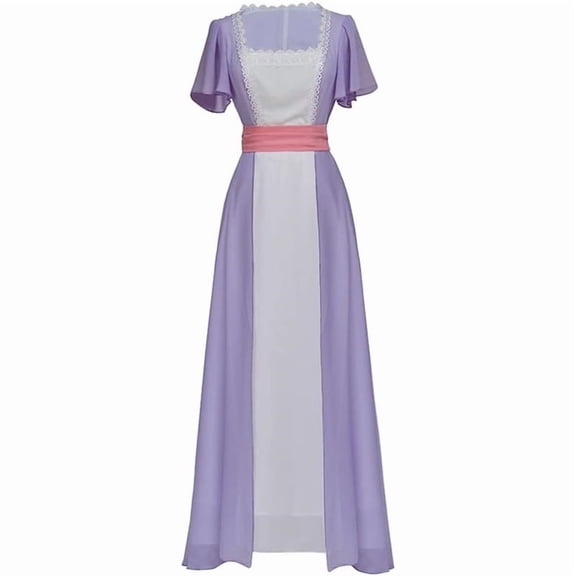 Women's Rose DeWitt Bukater Inspired Vintage Edwardian Style Chiffon Evening Gown with Belt Elegant Long Dress