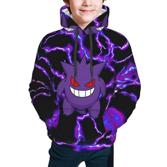 Gengar Hoodies Pullover For Boys Girls 3d Printed Hooded Sweatshirt Long Sleeves Small