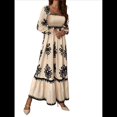 thumbnail image 1 of Vestido de Otoño para Invitada de Boda, Estilo Bohemio, Floral, de Larga, con Escote en V, Fluido, Elegante, para Playa Albaricoque XL, 1 of 10