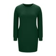 thumbnail image 6 of Wdfiry Sweatshirt Dress for Women Round Neck Long Sleeve Solid Color Dress Casual Pullover Fall Mini Dresses, 6 of 7