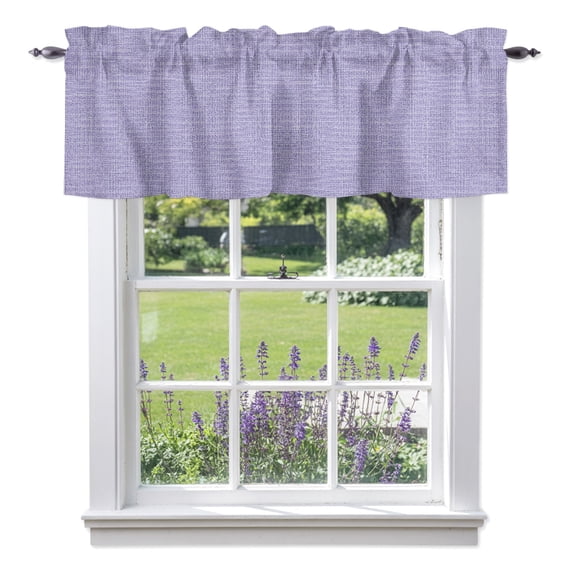Purple Solid Color Valances for Windows, Rustic Minimalist Woven Fabric Linen Texture Valance Window Treatment Rod Pocket Short Curtains Valances for Kitchen Bathroom 54"W x 18"L