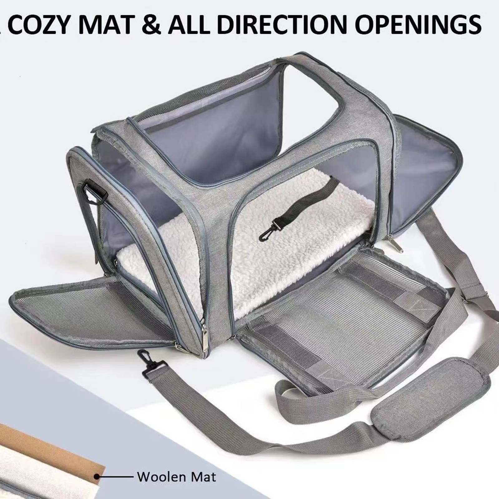 Bxaolu Cat Carriers Soft Sided Dog Carrier Pet Carrier for Small / Medium Cats Dogs Puppies (Up To 15lbs), Airline Approved Small Dog Carrier, Collapsible Travel Puppy Carrier -Gray