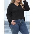 thumbnail image 3 of SUNSIOM Women's Plus Size Knitted Pullover Tops Ribbed Long Sleeve Wrap V-Neck Jumper Fall Winter Tops, 3 of 6