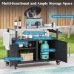 thumbnail image 5 of K&K 54.5" Outdoor Kitchen Island with Stainless Steel Tabletop, Metal Grill Cart Table with Storage Cabinet, Spice Rack and Towel Rack, Outdoor Bar Cart with 4 Lockable Wheels for Outside BBQ, 5 of 5