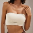 thumbnail image 5 of Ohufall Women's Bras Solid Color Strapless Front Closure Push Up Bandeau Bra with Seamless Wireless Fit Everyday Underwear,30A-42F, 5 of 6