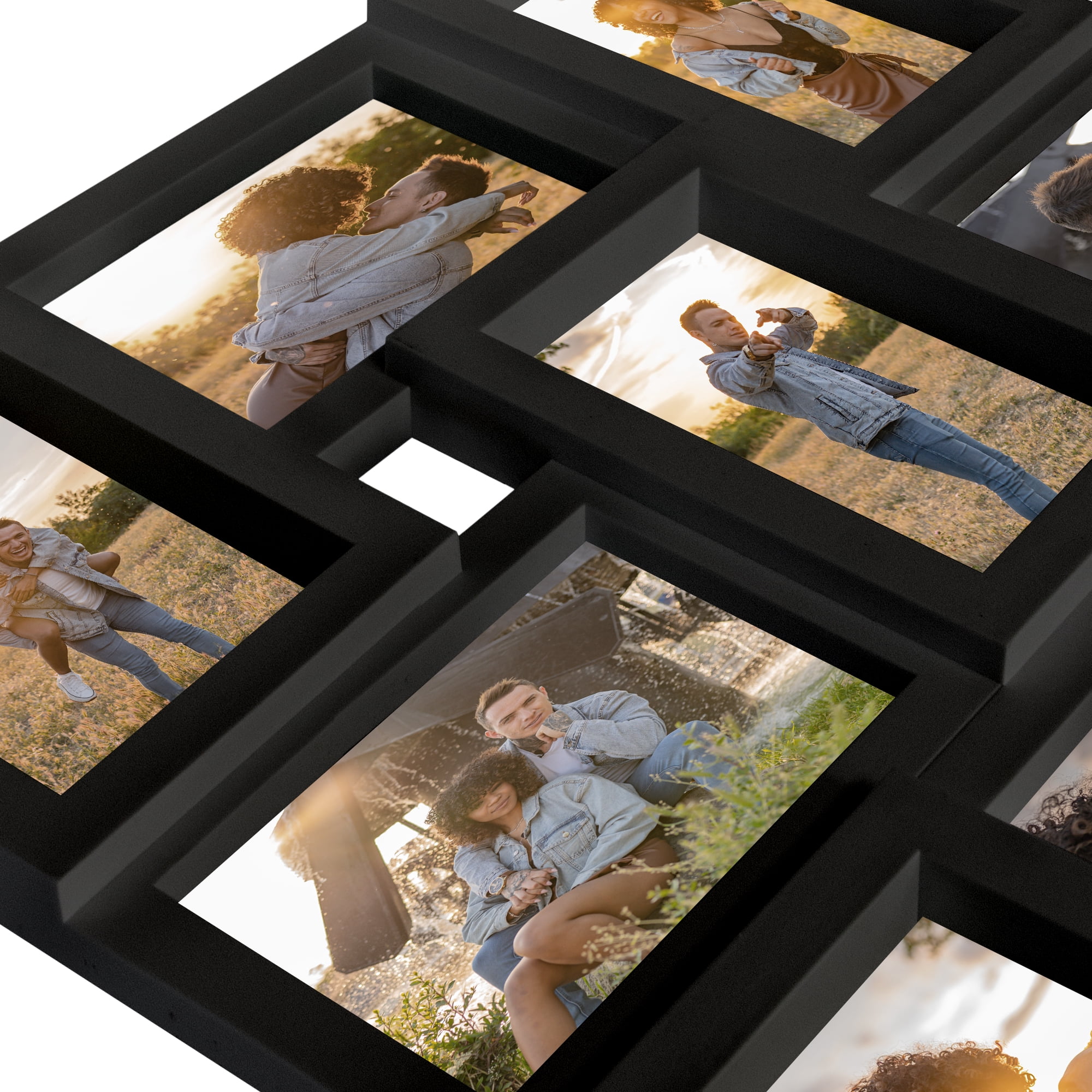 Hello Laura Rustic 24-Socket Gray Collage Photo Frame 4 x 6 Pictures with Large Family and Friend Decor