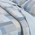 thumbnail image 2 of Striped Quilt Set - Lightweight, Soft, All-Season - 2-Piece Reversible Patchwork Bedding Set (Twin / Twin XL, Blue Stripe Patchwork), 2 of 6