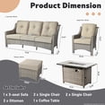 thumbnail image 4 of Ovios 5 Pieces High-Back Outdoor Patio Furniture with Fire Pit All Weather Wicker Conversation Furniture with Sofa for Backyard, 4 of 9