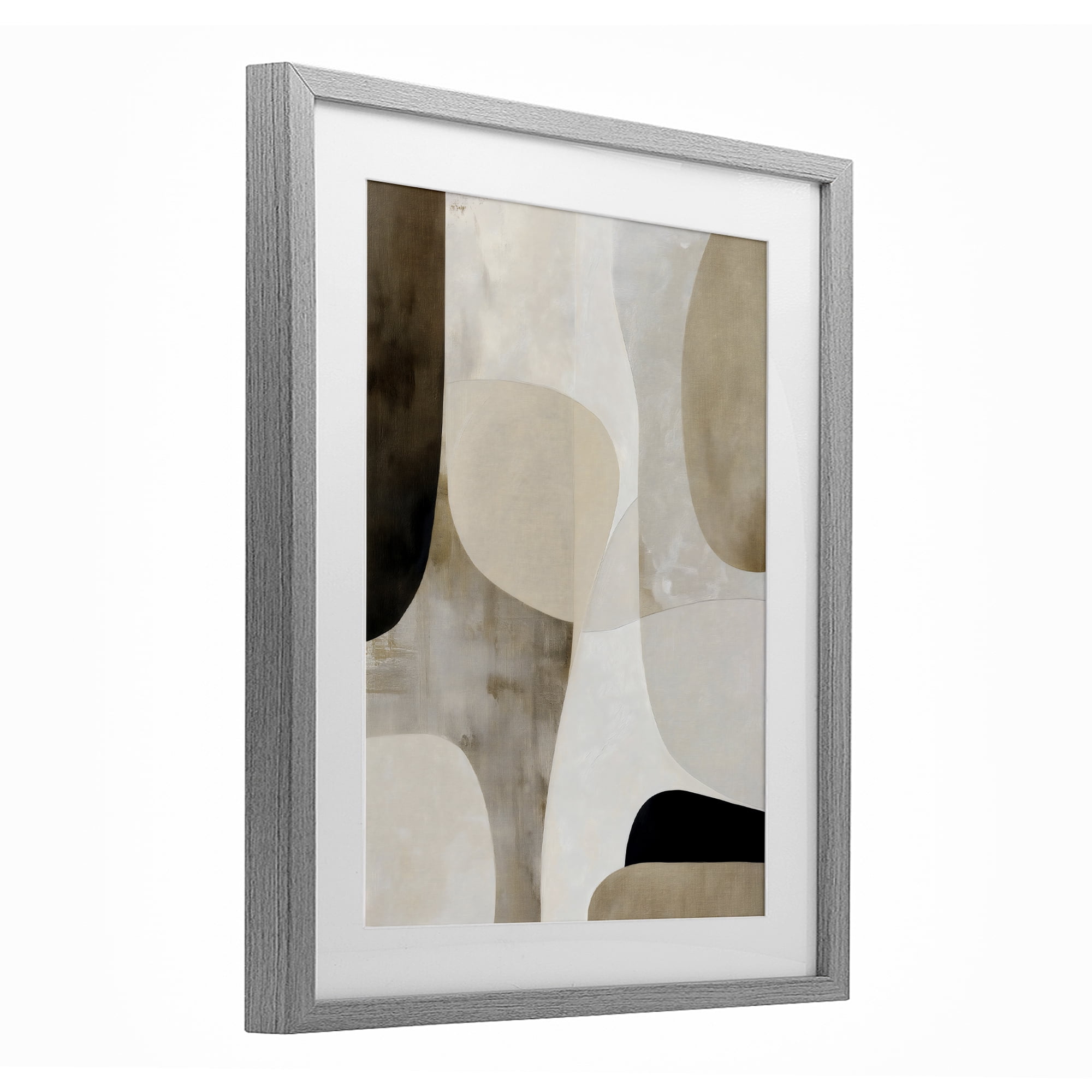 Stupell Industries Tan Shapes Organic Balance Gray Framed Print Under Glass, design by Ink Drop Loft