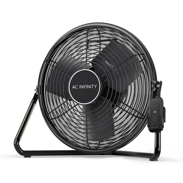 AC Infinity CLOUDLIFT, Ventilador de pared industrial con controlador inalámbrico de 10 velocidades, soporte de piso o montaje en pared para ventilador de taller de alta velocidad con motor EC, para h