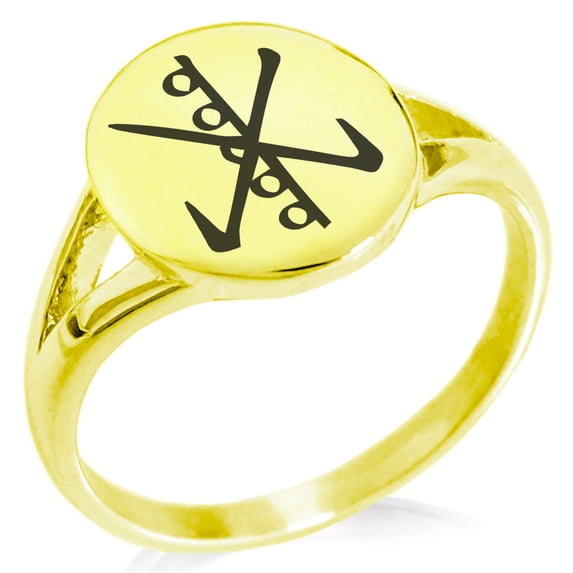 Stainless Steel Reiki Rama Bonding Minimalist Oval Top Polished Statement Signet Ring