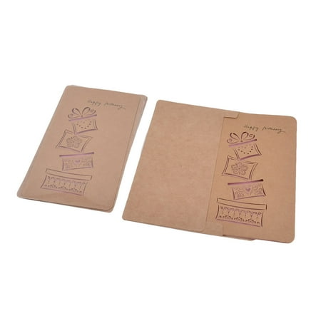 Greeting Card Gift Set - Unique Bargains Kraft Paper Gift Box Pattern Hollow Out Design Greeting Card 3 Sets