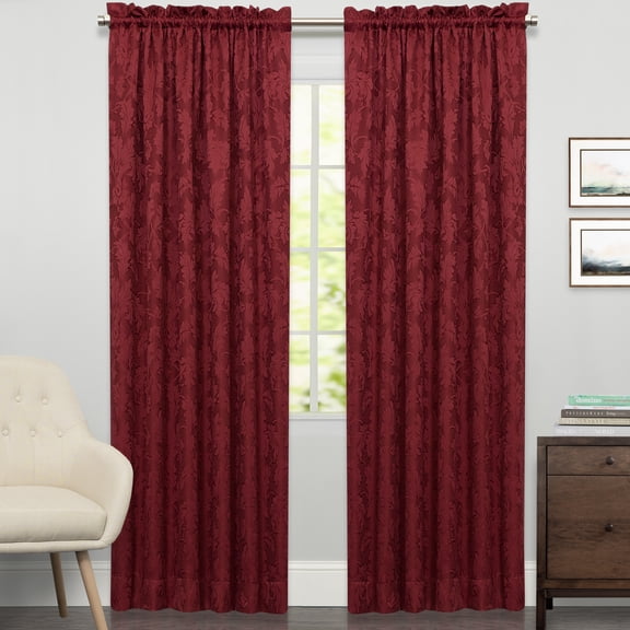 Flora Scrolling Leaf Jacquard Single Tailored Window Curtain Panel 84"x52"