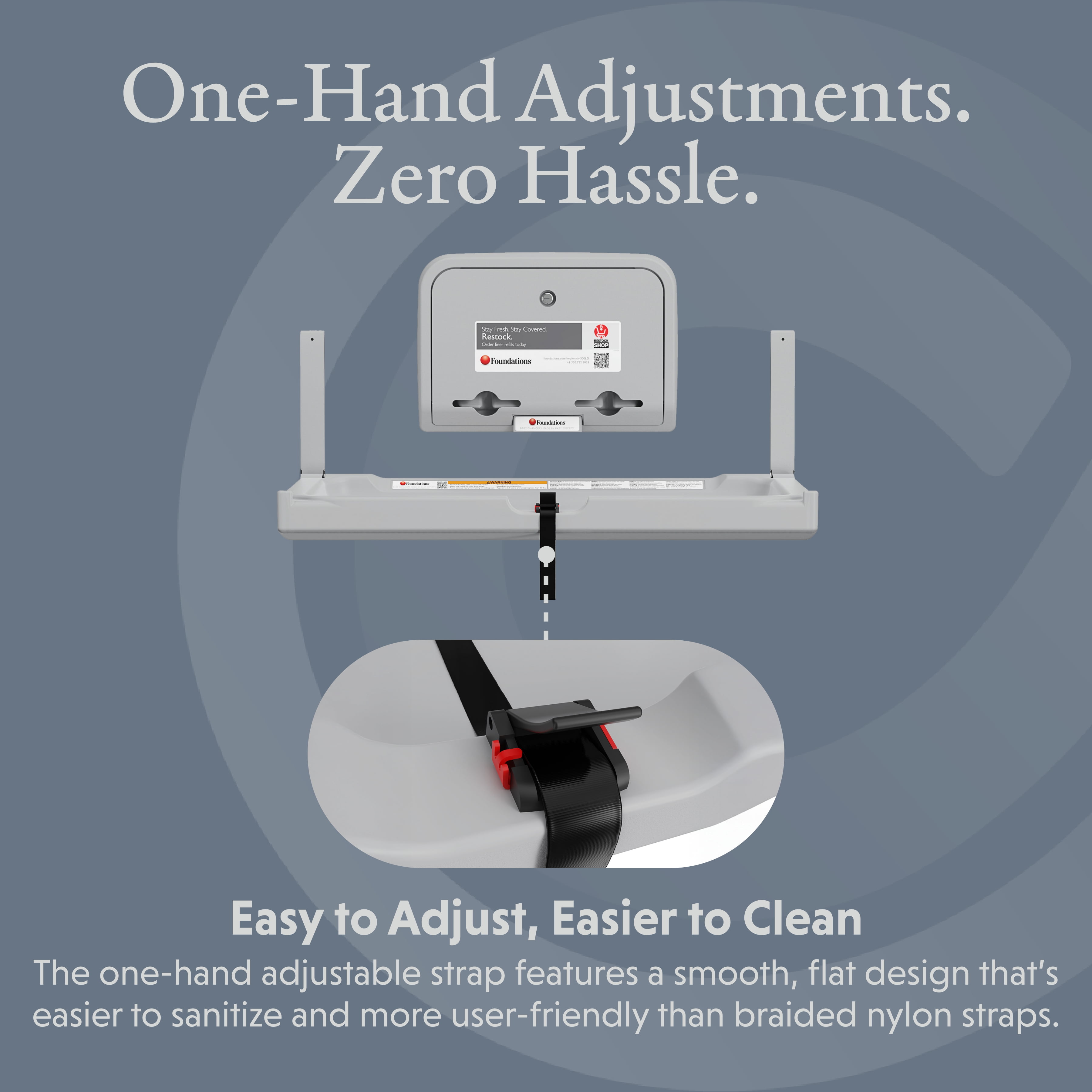 Foundations Elements Wall-Mounted Baby Changing Station with Liner Dispenser, Gray (300-EHLD-01)